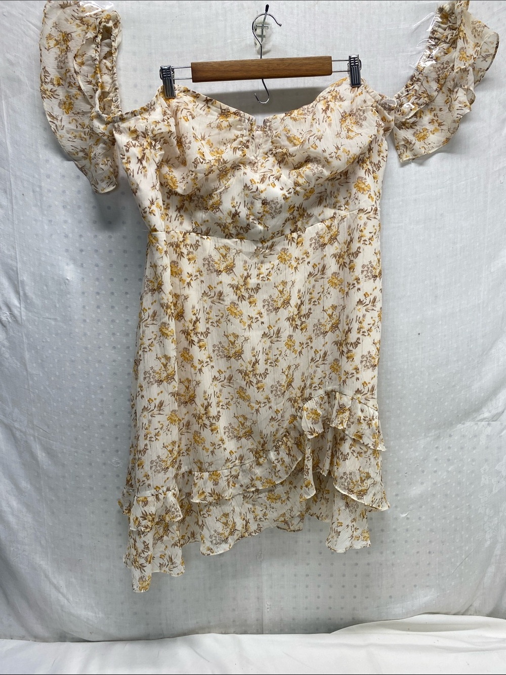 Cider Floral Dress Ruffles Cream Mustard Brown Cottagecore Size 4X New With Tags